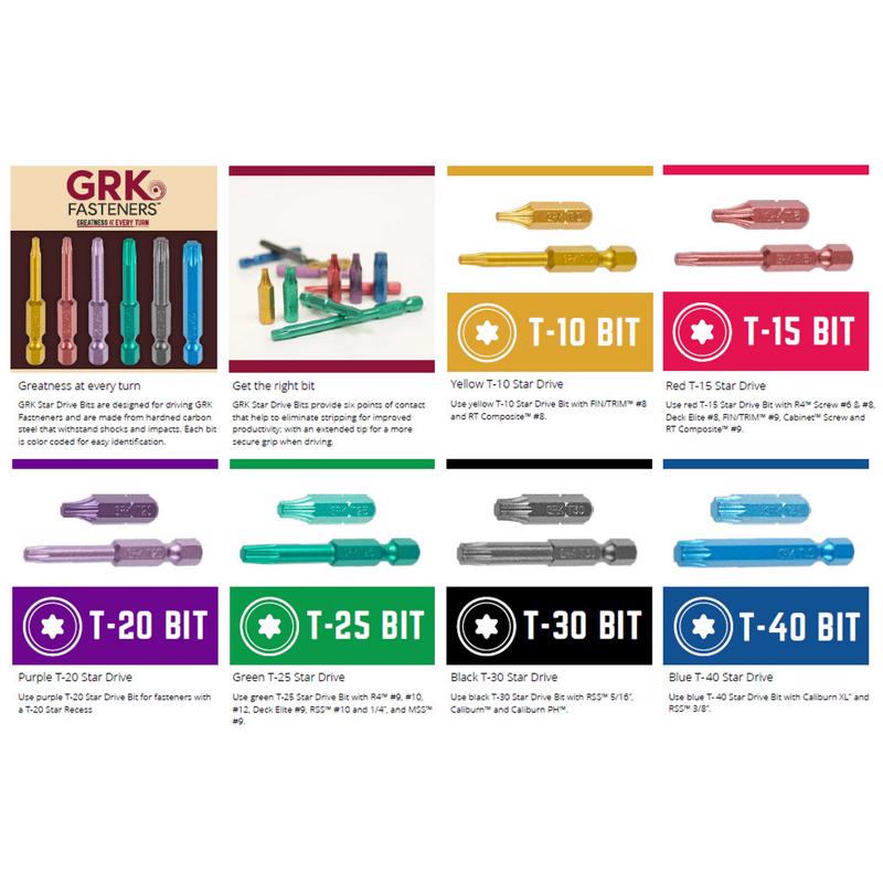 GRK Fasteners Star T30 X 2 in. L Power Bit Steel 2 pc