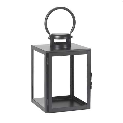 Smart Living 11 in. One Mantle Glass/Metal Huntington Black Lantern, Pack of 2