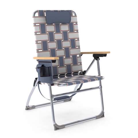 Camp & Go 4-Position Blue/Gray Retro Folding Web Chair