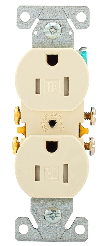 Eaton Wiring Devices TR270LA Duplex Receptacle, PVC, Light Almond, 2-Pole, 3-Wire, 125 V, Push-in, Side Wiring, Pack of 10