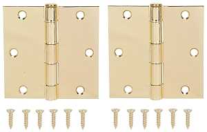 ProSource BH-202PB-PS Square Corner Door Hinge, Steel, Brass, Loose Pin, 180 deg Range of Motion, Screw Mount Mounting