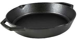 Lodge L10SKL Pan, 12 in Dia, Cast Iron, Black, Seasoned, Dual Handle