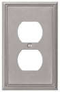 AmerTac Metro Line 77DBN Outlet Wallplate, 4-7/8 in L, 3 in W, 1 -Gang, Metal, Brushed Nickel, Wall Mounting