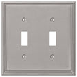 Amerelle 77TTBN Wallplate, 4-3/4 in L, 4-3/4 in W, 2 -Gang, Metal, Brushed Nickel