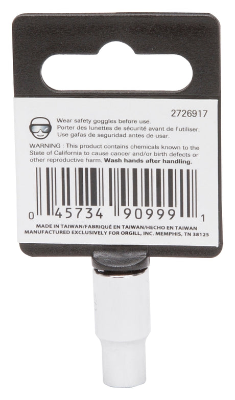 Vulcan MT6482418 Drive Socket, 1/4 in Socket, 1/4 in Drive, 6-Point, Chrome Vanadium Steel, Chrome