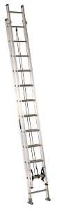 Louisville AE2200 Series AE2224 Extension Ladder, 23 ft 8 in H Reach, 300 lb, 24-Step, 1-1/2 in D Step, Aluminum