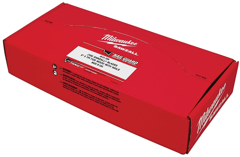 Milwaukee 48-01-7036 Reciprocating Saw Blade, Bi-Metal, Applicable Materials: Nail-Embedded Wood, 3/4 in W, 9 in L