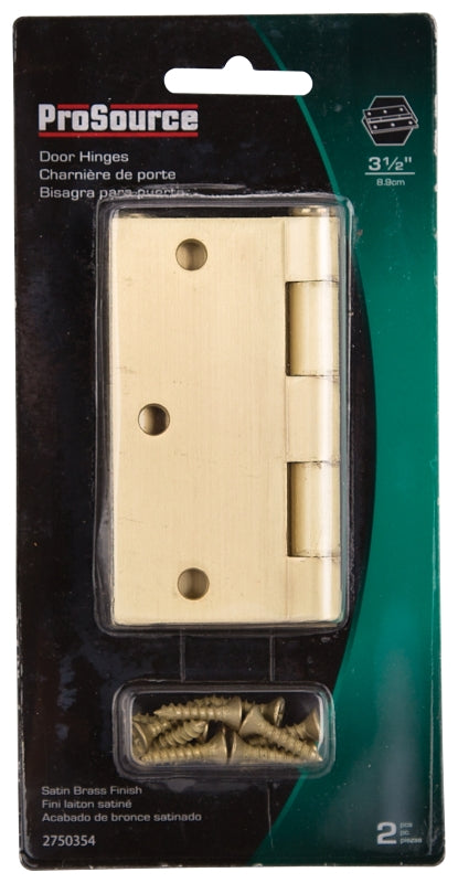 ProSource BH-202SB-PS Square Corner Door Hinge, Steel, Satin Brass, Loose Pin, 180 deg Range of Motion