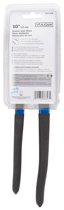 Vulcan PC980-05 Groove Joint Plier, 10 in OAL, 1-5/8 in Jaw, Black & Blue Handle, Non-Slip Handle, 1-5/8 in W Jaw