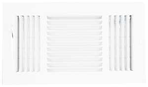 ProSource SW03-12X6 3-Way Sidewall Register, 13.5 in L, 7.5 in W, 52 degree Air Deflection, 3 -Way, Steel, White