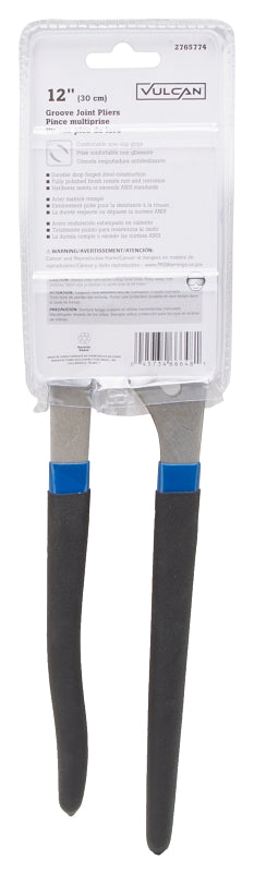 Vulcan PC980-06 Groove Joint Plier, 12 in OAL, 2 in Jaw, Black & Blue Handle, Non-Slip Handle, 2 in W Jaw