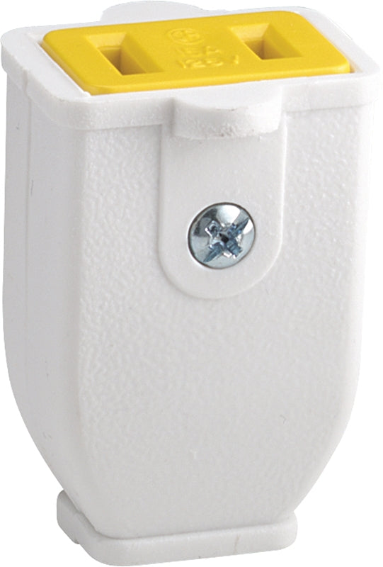 Eaton Wiring Devices SA155W Electrical Connector, Polarized, Spring Action, 21/64 in, 2-Pole, 15 A, 125 V, White, 2-Wire