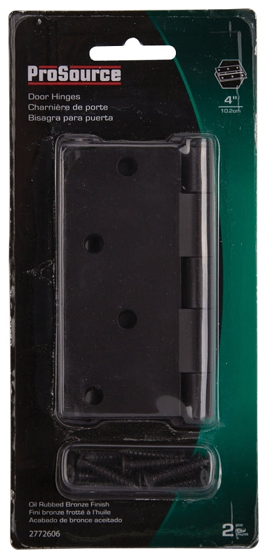 ProSource BH-402ORB-PS Door Hinge, Steel, Oil-Rubbed Bronze, Loose Pin, 180 deg Range of Motion, Screw Mounting