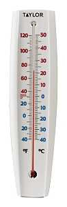 Taylor 5109 Thermometer, White Casing, 14-1/2 in H x 3-1/4 in W Dimensions, -40 to 120 deg F