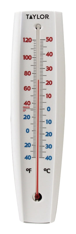 Taylor 5109 Thermometer, White Casing, 14-1/2 in H x 3-1/4 in W Dimensions, -40 to 120 deg F