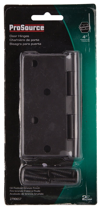 ProSource BH-502ORB-PS Square Corner Door Hinge, Steel, Oil-Rubbed Bronze, Loose Pin, 180 deg Range of Motion
