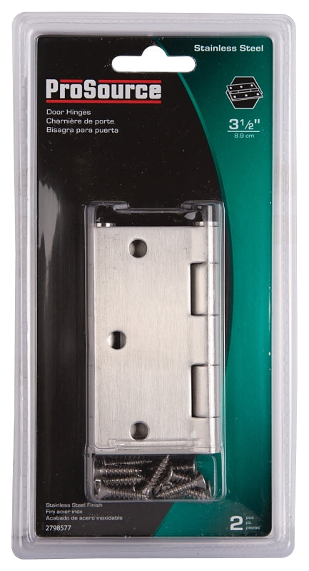 ProSource 20338SS-35S-DB-PS Square Corner Door Hinge, Steel, Brushed, Loose Pin, 180 deg Range of Motion
