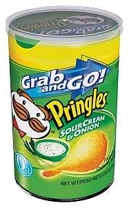 Pringles 84560 Potato Chips, Onion, Sour Cream Flavor, 2.5 oz Can, Pack of 12