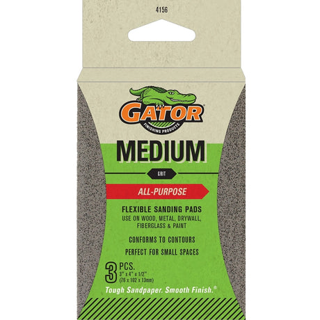 Gator 4156 Sanding Pad, 4 in L, 3 in W, 100 Grit, Medium, Aluminum Oxide Abrasive