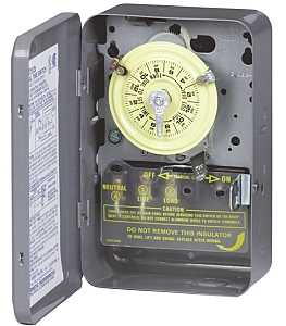 Intermatic T103 Mechanical Timer Switch, 40 A, 120 V, 3 W, 24 hr Time Setting, Gray, 12 On/Off Cycles Per Day Cycle