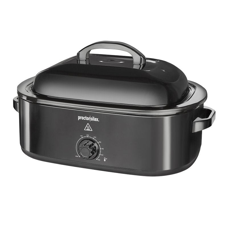 Proctor Silex 32211 Electric Roaster Oven, 18 qt Capacity, 1450 W, Knob Control, Aluminum, Black