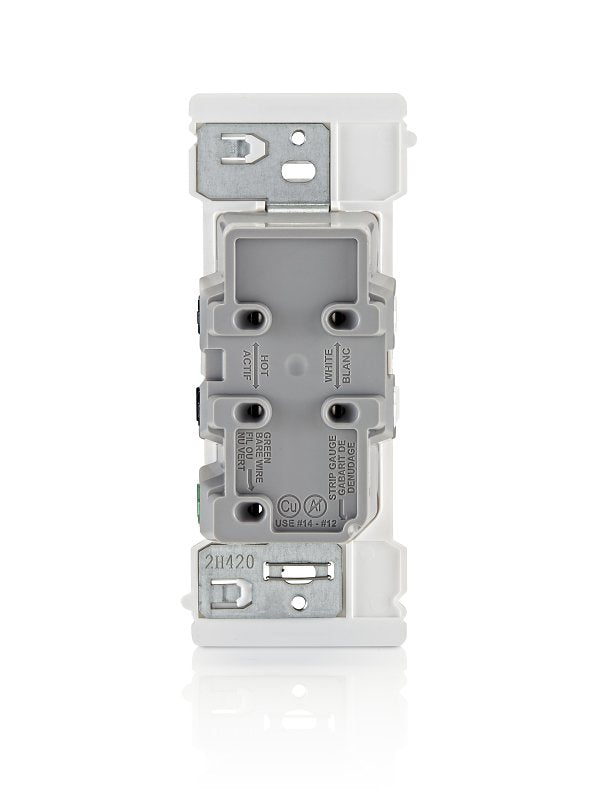 Decora M02-E5325-0MW Grounding Duplex Outlet, 2-Pole, 15 A, 125 VAC, Color-Coded Wiring, NEMA: NEMA 5-15R, White