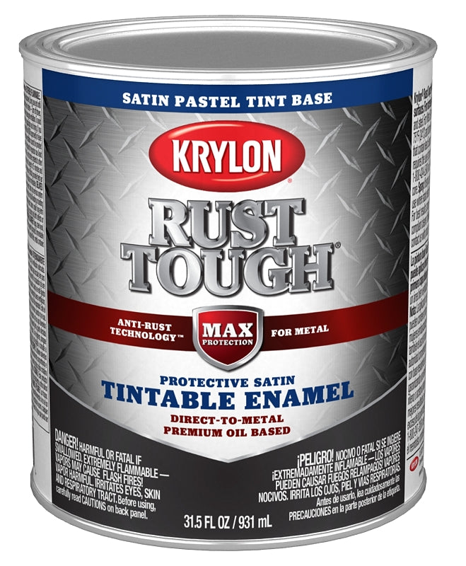 Krylon Rust Tough K09726008 Enamel Paint, Satin, Pastel Tint, 1 qt, Pack of 2