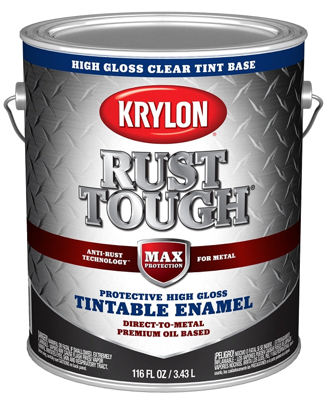 Krylon Rust Tough K09750008 Enamel Paint, Gloss, Clear, 1 gal, Pack of 4