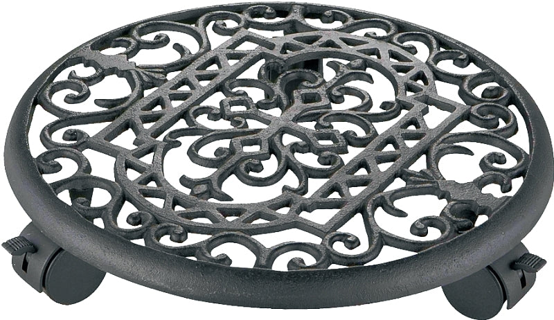 Landscapers Select W52890-3L Planter Dolly, 10.5 OAL, 10.5 in OAW, 2-7/8 in OAH, 1 -Shelf, Iron Shelf, Black Shelf