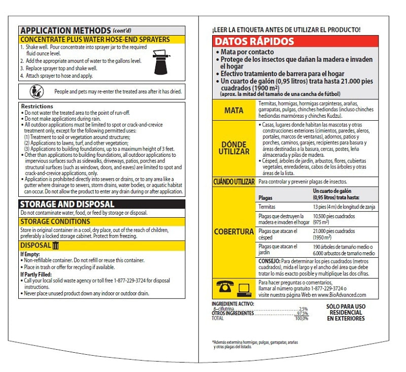 BioAdvanced 700310B Ant and Termite Killer, Liquid, Brush, Spray Application, Outdoor, 32 oz Bottle