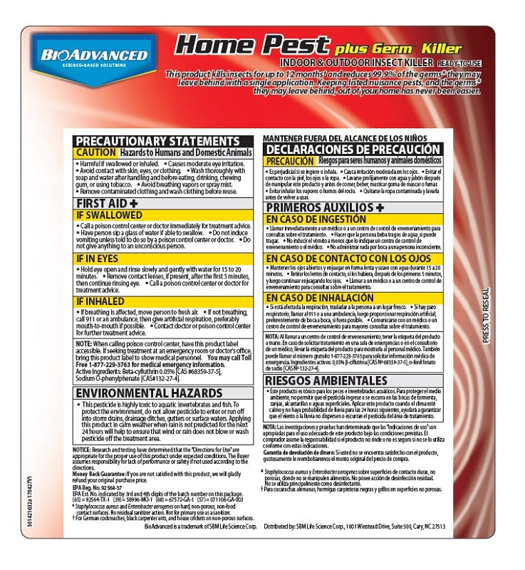 BioAdvanced Complete 700055A Insect Killer, Liquid, Spray Application, 1 gal Bottle