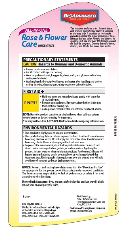 BioAdvanced 701260B Rose and Flower Care, Liquid, Spray Application, 32 oz Bottle
