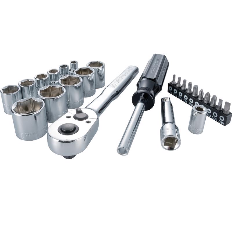 Craftsman 3/8 in. drive SAE 6 Point Nano Mechanic's Tool Set 24 pc