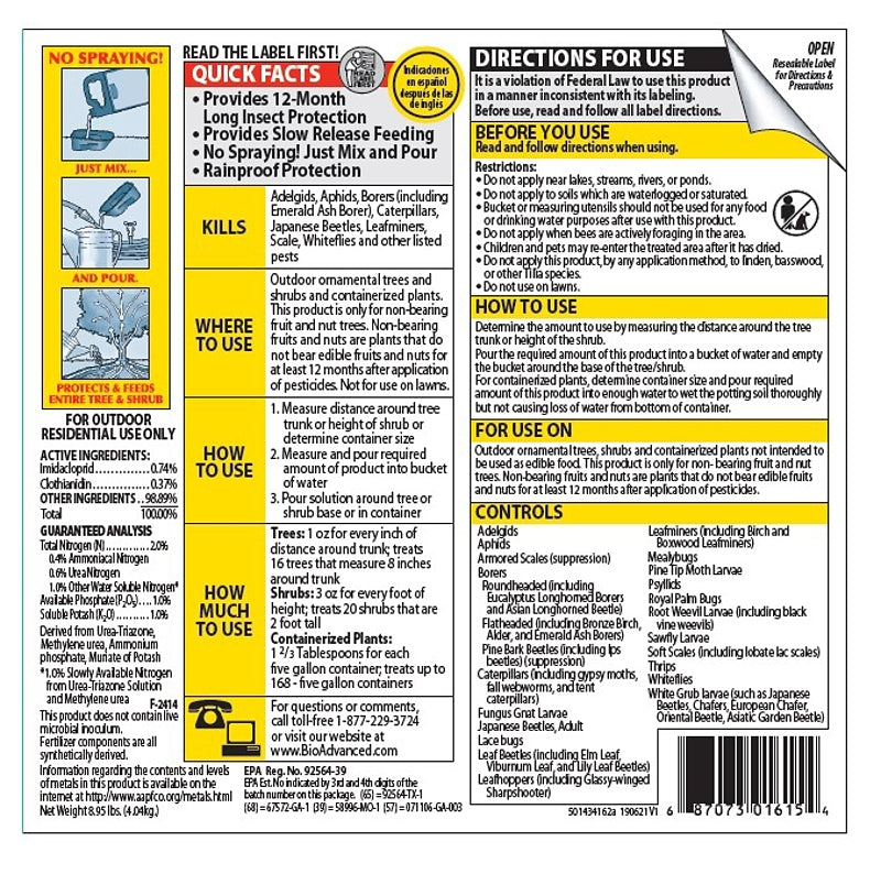BioAdvanced 701615A Tree and Shrub Protect and Feed, Liquid, 1 gal Can