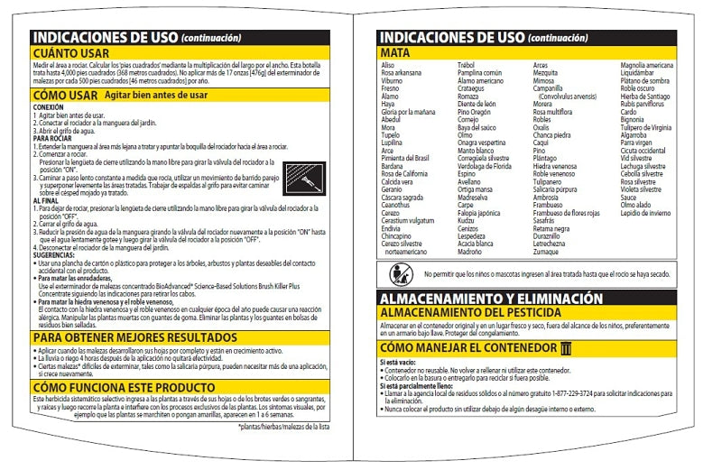 BioAdvanced 704645A Series Brush Killer, Compositions: Triclopyr, Triethylamine Salt, 32 oz Bottle, Liquid, Clear