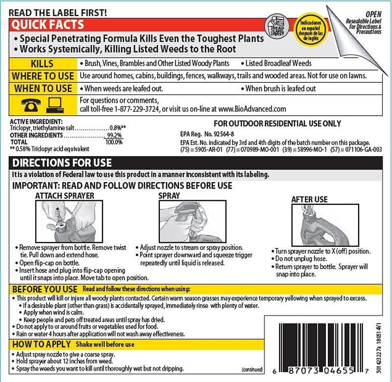 BioAdvanced 704655A Brush Killer, Liquid, Light Yellow, 1 gal Bottle