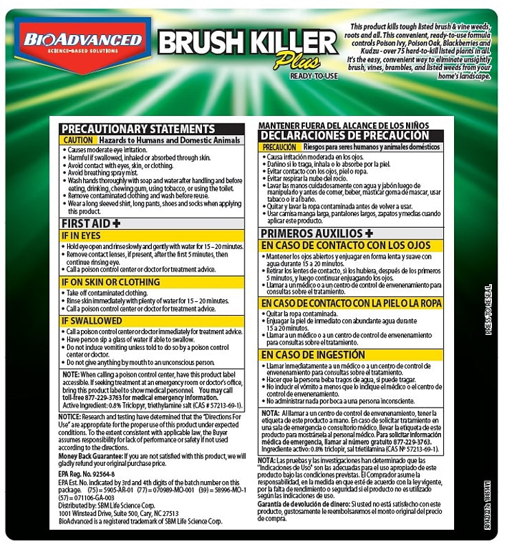 BioAdvanced 704655A Brush Killer, Liquid, Light Yellow, 1 gal Bottle