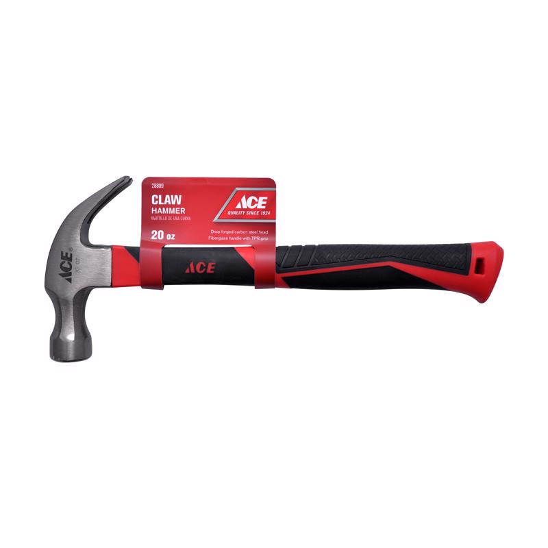 Ace 20 oz Smooth Face Claw Hammer Fiberglass Handle