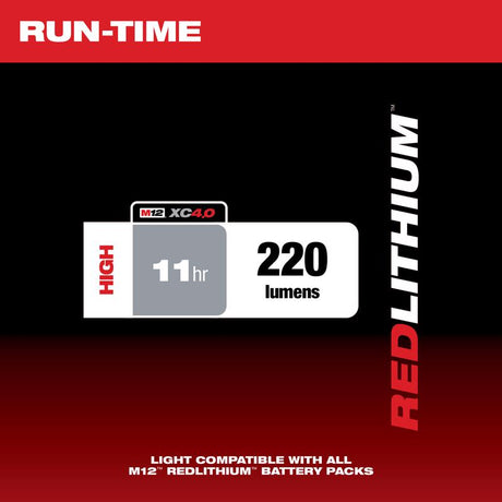 Milwaukee M12 220 lm Black/Red LED Stick Light