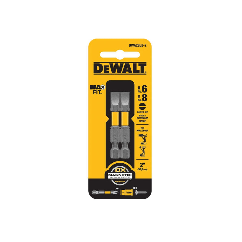 DeWalt Max Fit Slotted #6 and #8 X 2 in. L Power Bit S2 Tool Steel 2 pc, Pack of 5