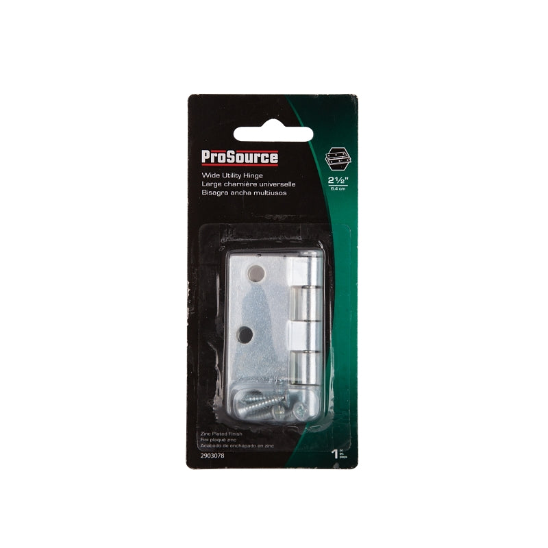 ProSource LR-039-PS Utility Hinge, Steel, Zinc, Removable Pin, 180 deg Range of Motion, Full Mortise Mounting