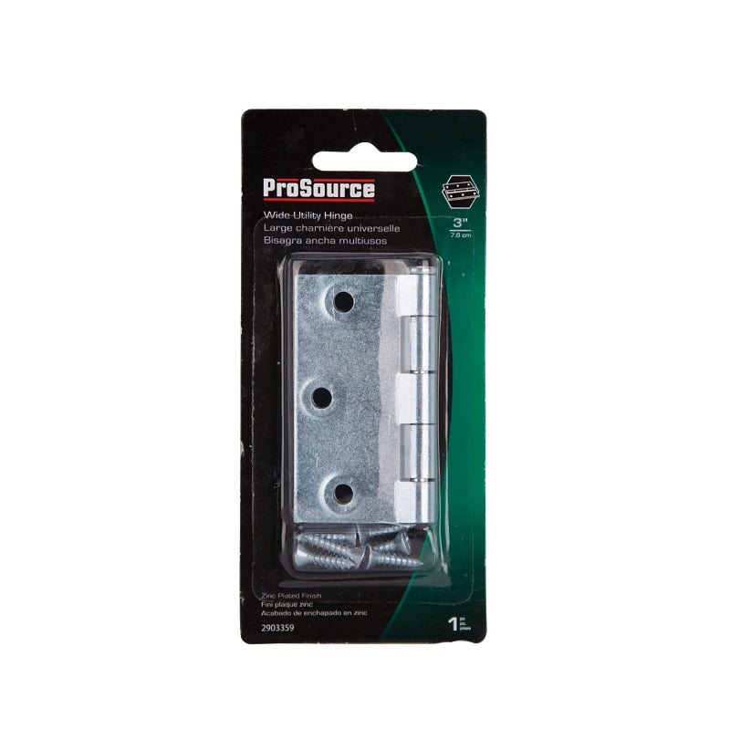 ProSource LR-040-PS Utility Hinge, Steel, Zinc, Removable Pin, 180 deg Range of Motion, Full Mortise Mounting