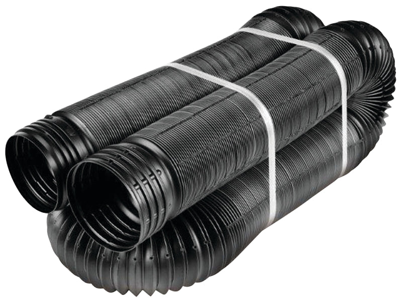 Amerimax 51310 Drain Pipe Tubing, Flexible, 4 in, PVC, Black, 25 ft L