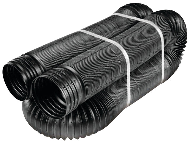 Amerimax 51310 Drain Pipe Tubing, Flexible, 4 in, PVC, Black, 25 ft L