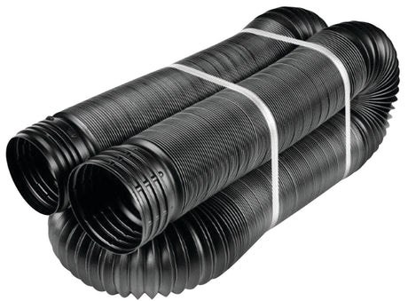 Amerimax 51110 Drain Pipe Tubing, Solid Flex, 4 in, PVC, Black, 25 ft L
