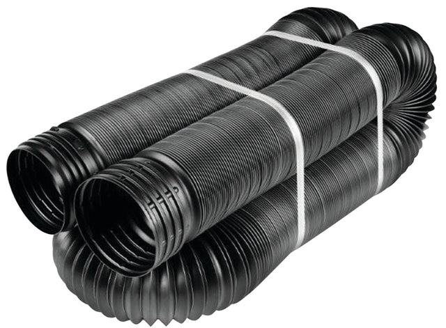 Amerimax 51110 Drain Pipe Tubing, Solid Flex, 4 in, PVC, Black, 25 ft L