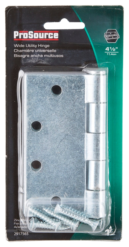 ProSource LR-064-PS Utility Hinge, Steel, Zinc, Removable Pin, 180 deg Range of Motion, Full Mortise Mounting