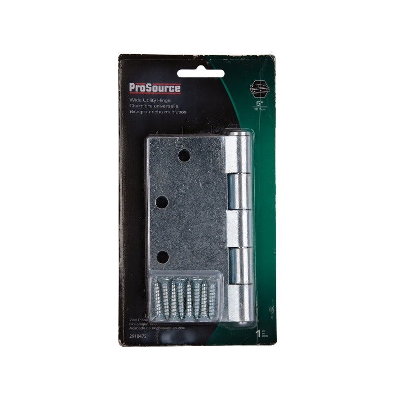 ProSource LR-065-PS Utility Hinge, Steel, Zinc, Removable Pin, 180 deg Range of Motion, Full Mortise Mounting