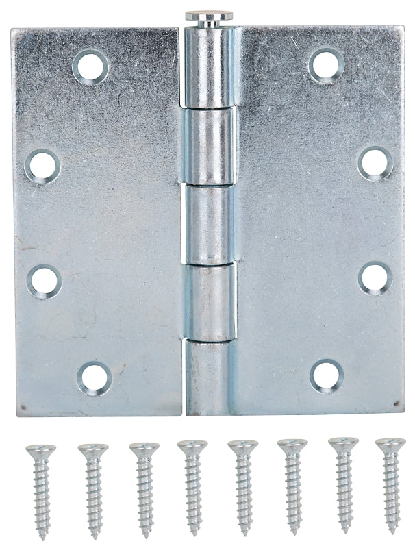 ProSource LR-065-PS Utility Hinge, Steel, Zinc, Removable Pin, 180 deg Range of Motion, Full Mortise Mounting
