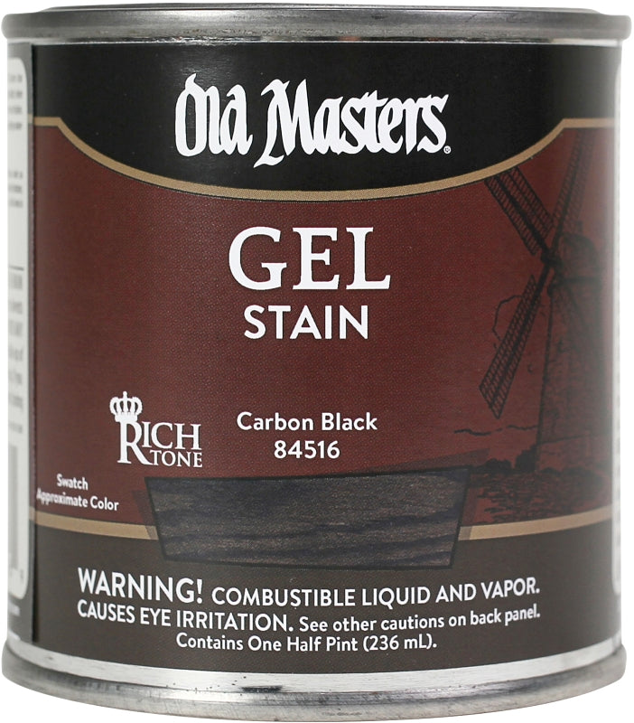 Old Masters 84516 Gel Stain, Carbon Black, Liquid, 0.5 pt